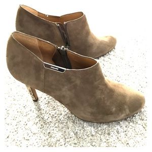 Coach Suede Boots - taupe color